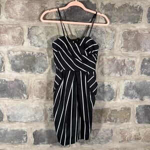 BCX Dress Junior's 3 Black White Striped‎ Pockets Mini Summer Stretch Coastal